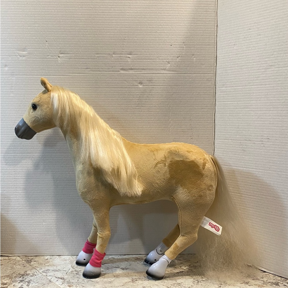 My Life Plush Poseable Tan Horse Toy with Blonde Mane 18”X21”X20”